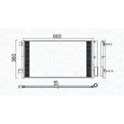 Kuva MAGNETI MARELLI 350203100400 Ilmastoinnin Lauhdutin Vedenerottimella 660x360x12 360 660 12