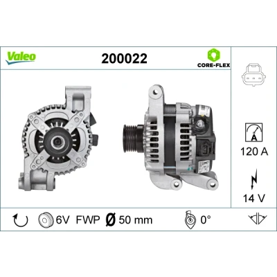 Kuva VALEO 200022 Laturi 14V 120A FORD: Focus 2 Kombi, 2, C Max, VOLVO: V50, S40 II, C30