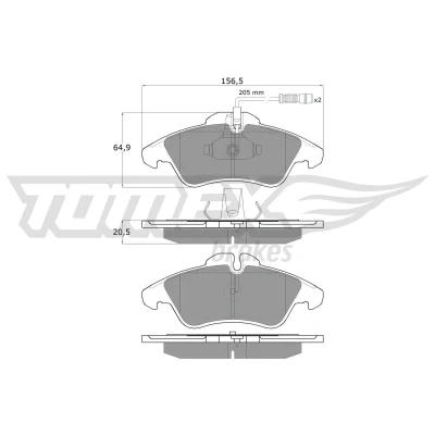 Kuva TOMEX brakes TX 10 931 Jarrupalat Etuakseli Sis. kulumisenilmaisimen MERCEDES BENZ: Sprinter 3 T Bussi, Van, Vito Bussi
