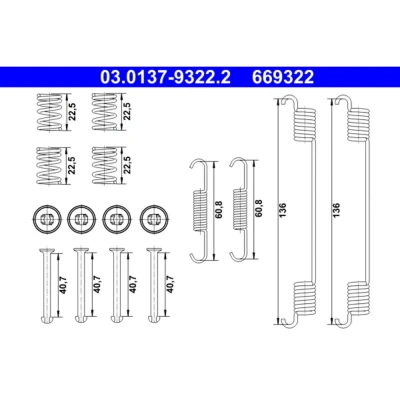 Kuva ATE 03.0137 9322.2 Tarvikesarja Jarrukengät FORD: Ecosport Mk2