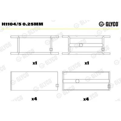 Kuva GLYCO H1104/5 0.25mm Kampiakselin Laakeri PEUGEOT: Boxer Bussi