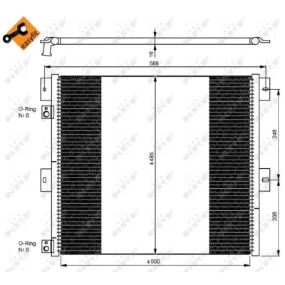 Kuva NRF EASY FIT 35924 Ilmastoinnin Lauhdutin Tiivisterenkaalla 14,2 11,2 Alumiini 500