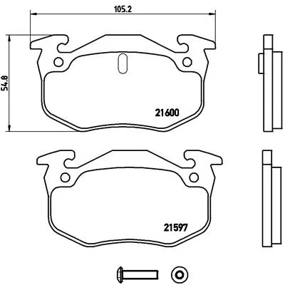 Kuva BREMBO P 68 018 Jarrupalat Kulumisenilmaisemelle Jarrusatulan ruuveilla Ilman tarvikkeita RENAULT: 19 I Hatchback