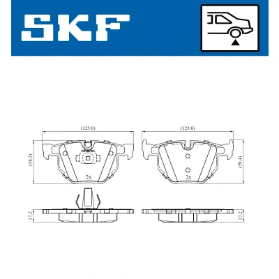 Kuva SKF VKBP 90240 Jarrupalat Kulumisenilmaisemelle BMW: X6