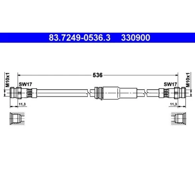Kuva ATE 83.7249 0536.3 Jarruletku 536 AUDI: A3 Hatchback, Sportback, VOLKSWAGEN: Passat B6 Variant