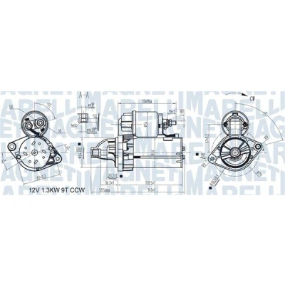 Kuva MAGNETI MARELLI 063721346010 Starttimoottori 12 1,1 9 OPEL: Combo C Van / Farmari, Astra H Hatchback, Corsa FIAT: Grande Punto Hatchback