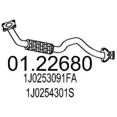 Kuva MTS 01.22680 Pakoputki 845 Edessä keskiäänenvaimentajalle VOLKSWAGEN: Bora Sedan, Golf 4 Variant,