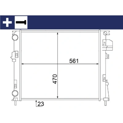 Kuva MAHLE ORIGINAL CR 1504 000S Jäähdytin Autoihin ilman ilmastointilaitetta 561 470 23 Ruuvilla Jäähdytysrivat mekaan. kiinnitetyt OPEL: Vivaro A Combi