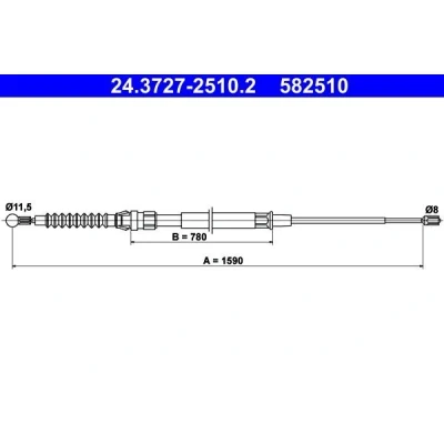 Kuva ATE 24.3727 2510.2 Käsijarruvaijeri 1590 SKODA: Superb II Hatchback
