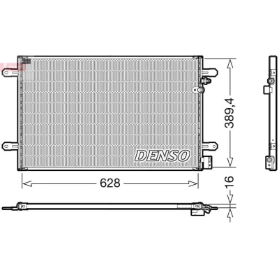 Kuva DENSO DCN02037 Ilmastoinnin Lauhdutin ilman vedenerotinta 628x389.4x16 R 134a 628 AUDI: A6 C6 Avant, Sedan