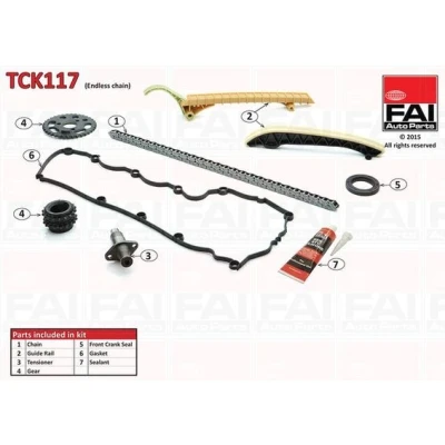 Kuva FAI AutoParts TCK117 Jakoketjusarja Tiivisteillä, Hammaspyörillä Yksinkertainen, Niittiketju MERCEDES BENZ: A sarja