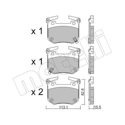 Kuva METELLI 22 1307 0 Jarrupalat akustisella kulumavaroittimella KIA: Stinger Hatchback