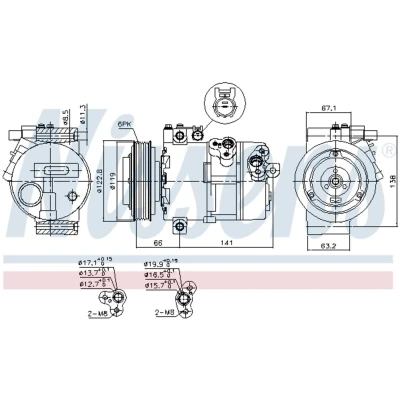 Kuva NISSENS 890394 Ilmastoinnin Kompressori DV16 12 PAG 46 R 134a