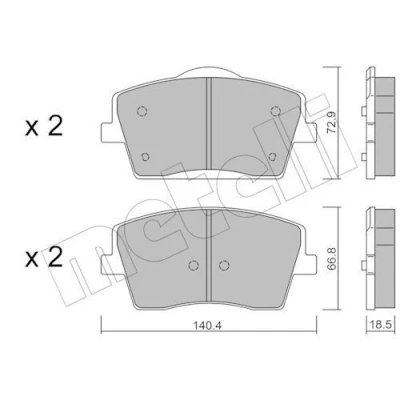 Kuva METELLI 22 1186 0 Jarrupalat Ilman kulumisenilmaisinta VOLVO: XC40