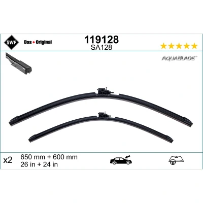 Kuva Pyyhkijänsulka Swf 119128 Edessä Flatblade pyyhinsulka (rungoton) Lämmittämätön MERCEDES BENZ: Sprinter 3.5 t Van, Tourer