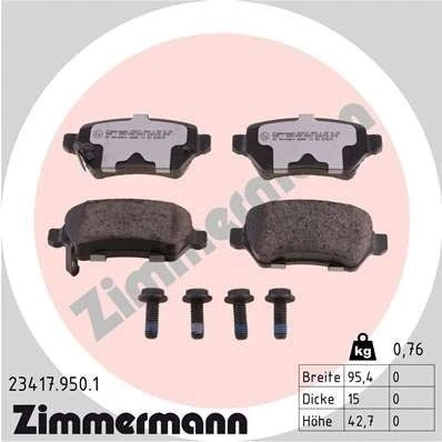 Kuva ZIMMERMANN 23417.950.1 Jarrupalat akustisella kulumavaroittimella Ruuveilla Valokuva vastaa toimituslaajuutta KIA: cee‘d II Sportswagon