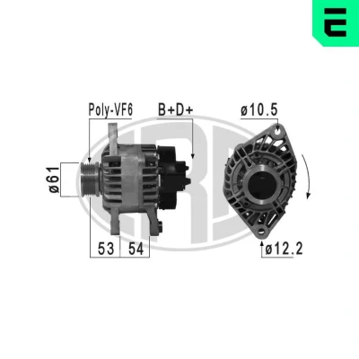 Kuva ERA 210863A Laturi 14V 85A FIAT: Punto II Hatchback, Stilo Multi Wagon