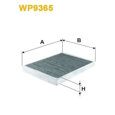 Kuva WIX FILTERS WP9365 Raitisilmasuodatin Aktiivihiilisuodatin 265mm 197mm 30mm PEUGEOT: 407 Sedan, SW, CITROËN: C5 III Farmari, 3