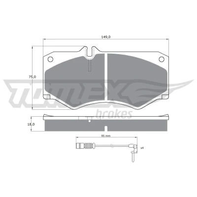 Kuva TOMEX brakes TX 10 202 Jarrupalat Etuakseli Sis. kulumisenilmaisimen MERCEDES BENZ: G sarja SUV, T1 Van, T1/TN Van / Farmari