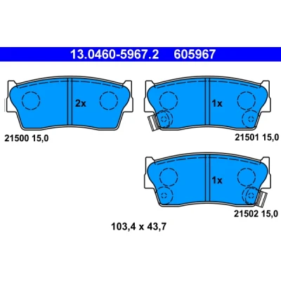 Kuva ATE 13.0460 5967.2 Jarrupalat akustisella kulumavaroittimella SUZUKI: Vitara I SUV