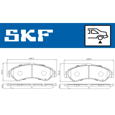 Kuva SKF VKBP 90221 Jarrupalat Ei kulumisenilmaisimelle AUDI: A6 C6 Avant, Allroad, Sedan, VOLKSWAGEN: Transporter 5, 5 Bus