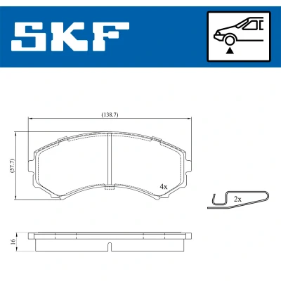 Kuva SKF VKBP 80252 A Jarrupalat akustisella kulumavaroittimella MITSUBISHI: PAJERO 4, 3
