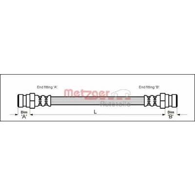 Kuva METZGER 4111429 Jarruletku 303 F10 x 1 VOLKSWAGEN: Kupla, TRANSPORTER 3 Kasten,