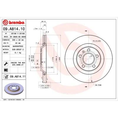 Kuva Jarrukiekko BREMBO 09A81411 takaisin/tuuletettu/voimakkaasti hiiltynyt/1 kpl