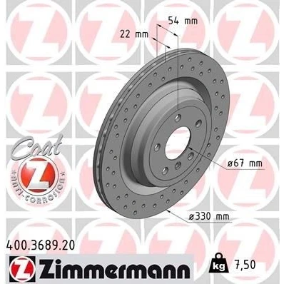 Kuva ZIMMERMANN COAT Z 400.3689.20 Jarrulevyt 330 22 6/5 5 112 tuuletettu sisältä, reijitetty pinnoitettu hiiliteräs MERCEDES BENZ: ML sarja, GLE SUV