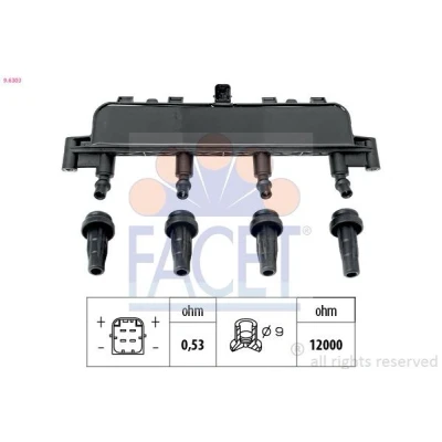 Kuva FACET 9.6303 Sytytyspuola PEUGEOT: 206 Hatchback, 306 Farmari, CITROËN: Xsara Coupe, Picasso, Saxo Hatchback