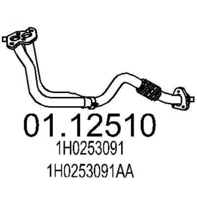 Kuva MTS 01.12510 Pakoputki 810 Edessä keskiäänenvaimentajalle VOLKSWAGEN: GOLF 3, Vento