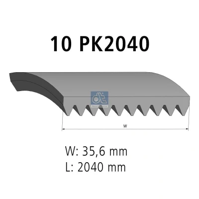 Kuva DT Spare Parts 1.21867 Moniurahihna 2040mm 10 EPDM (eteenipropeeni dieeni kumi)