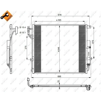 Kuva NRF EASY FIT 350220 Ilmastoinnin Lauhdutin Vedenerottimella, Tiivisterenkaalla 15,5 10,1 Alumiini 585 LAND ROVER: Range Rover Sport