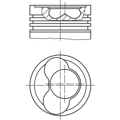 Kuva MAHLE ORIGINAL 030 59 12 Mäntä 81,51mm sylinteriin 3, 4, 5 Männänrengasuralla, ilman jäähdytyskanavaa