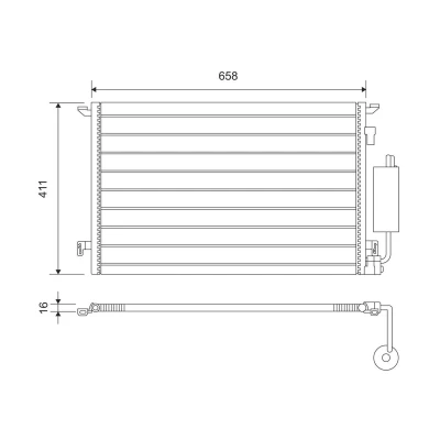 Kuva VALEO 817648 Ilmastoinnin Lauhdutin Vedenerottimella Alumiini 411 R 134a OPEL: Vectra C Caravan