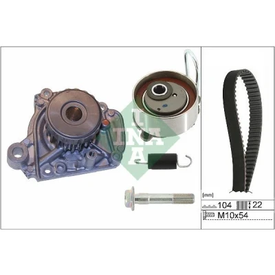 Kuva INA 530 0506 31 Vesipumppu + Jakohihnasarja Vesipumpulla HONDA: Civic 7 Hatchback, Limousine, FR V