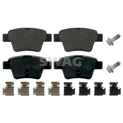 Kuva SWAG 62 91 6813 Jarrupalat Taka akseli Kiinnitysmateriaalilla PEUGEOT: 307 Hatchback, SW, Farmari, CITROËN: C4 I II Hatchback