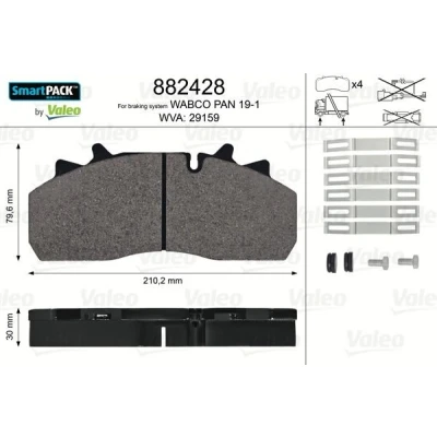Kuva VALEO 882428 Jarrupalat SMARTPACK Ilman kulumisenilmaisinta Ruuveilla