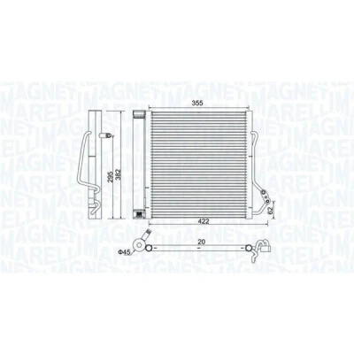 Kuva MAGNETI MARELLI 350203810000 Ilmastoinnin Lauhdutin Vedenerottimella 355x382x20 382 355 20