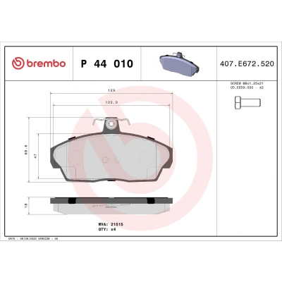 Kuva BREMBO P 44 010 Jarrupalat Ilman kulumisenilmaisinta Jarrusatulan ruuveilla tarvikkeita LAND ROVER: Freelander I SUV, SUV Cabriolet