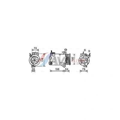Kuva PRASCO FDAK478 Ilmastoinnin Kompressori VS16 PAG 46 R 134a VOLVO: V70 3, S80 II, V60 I, FORD: MONDEO 4 Turnier, S Max Mk1, Galaxy Mk2 MPV