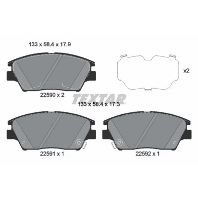 Kuva TEXTAR 2259001 Jarrupalat akustisella kulumavaroittimella SSANGYONG: Tivoli SUV, Korando IV SUV