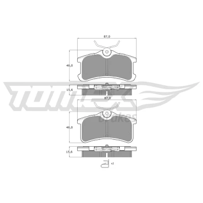 Kuva TOMEX brakes TX 13 65 Jarrupalat Taka akseli akustisella kulumavaroittimella Tarvikkeilla TOYOTA: Avensis I Farmari, Sedan