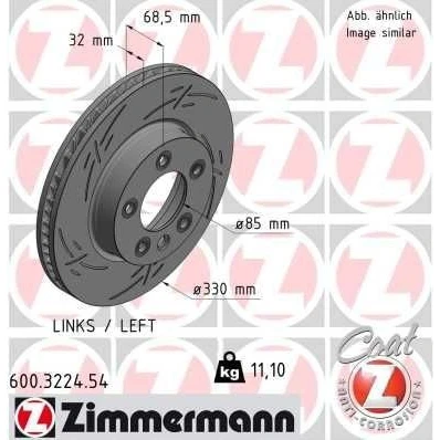 Kuva ZIMMERMANN BLACK Z 600.3224.54 Jarrulevyt 330 32 6/5 5 130 tuuletettu sisältä, lovella pinnoitettu hiiliteräs VOLKSWAGEN: Touareg II, I