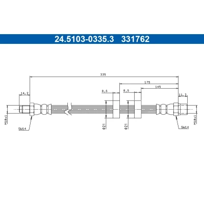 Kuva ATE 24.5103 0335.3 Jarruletku 335mm M10x1mm VOLVO: V70 I, S70, 940 II Farmari