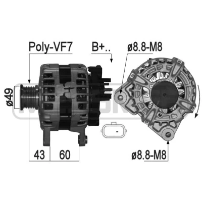 Kuva Laturi LADA, NISSAN, OPEL, RENAULT, VAUXHALL OE 1202452, 23100 4BE0A, 4BE0B
