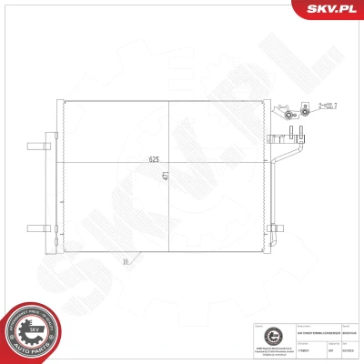 Kuva ESEN SKV 86SKV546 Ilmastoinnin Lauhdutin Vedenerottimella Alumiini 625mm