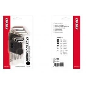 Kuva AMiO 01041 Kulmaruuviväänninsarja T10,T15,T20,T25,T27, T30,T40,T45,T50 Kromi vanadium teräs 9
