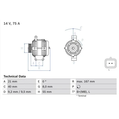 Kuva BOSCH 0 986 080 220 Laturi 14V 75A RENAULT: Scénic 1, CLIO 2, MEGANE 1 Cabriolet