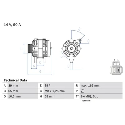 Kuva BOSCH 0 986 042 680 Laturi 14V 90A MITSUBISHI: Space Star